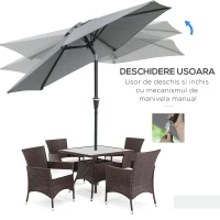 Outsunny Patio Sun Umbrella, Outdoor Parasol with 6 Ribs, Light Grey(m-5)