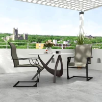 Outsunny C Spring Motion Patio Chairs Set of 2 with Curved High Backrest, Armrest, All Weather Breathable Fabric, Metal Frame(m-7)