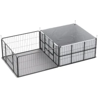 PawHut 7 Panel Dog Whelping Box Convertible DIY Pet Playpen with Washable Pee Pads, 600D Oxford Fabric, 96" x 48" x 24"(m-2)
