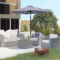 Outsunny Patio Sun Umbrella, Outdoor Parasol with 6 Ribs, Blue Stripes(m-8)