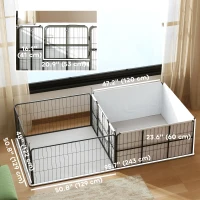 PawHut 7 Panel Dog Whelping Box Convertible DIY Pet Playpen with Washable Pee Pads, 600D Oxford Fabric, 96" x 48" x 24"(m-3)