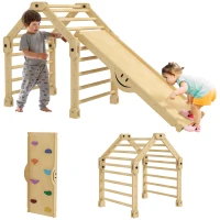 Qaba 4 in 1 Indoor Toddler Climbing Toys for 18-48 Months with Ramp & Seesaw(m-11)