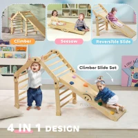 Qaba 4 in 1 Indoor Toddler Climbing Toys for 18-48 Months with Ramp & Seesaw(m-4)