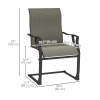 Outsunny C Spring Motion Patio Chairs Set of 2 with Curved High Backrest, Armrest, All Weather Breathable Fabric, Metal Frame(m-3)