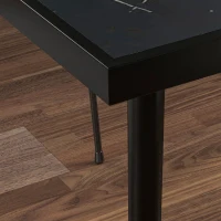 Outsunny Outdoor Dining Table for 4, Square Patio Dining Table with Marble Effect Tempered Glass Top and Steel Frame, Black(m-10)