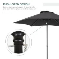 Outsunny 6.6FT Patio Umbrella, Outdoor Parasol with 6 Solid Ribs, Black(m-7)