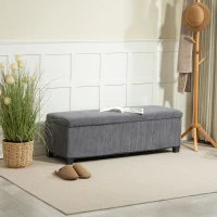 HOMCOM 47 Inches Storage Ottoman Bench, Foot Rest with Legs, End of Bed Bench, Corduroy Storage Chest for Living Room, Gray(m-10)