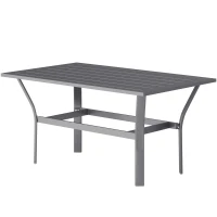 Outsunny Outdoor Side Table with Slatted Tabletop, Metal Patio Coffee Table for Garden, Balcony, Dark Grey(m-2)