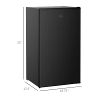 HOMCOM 3.2 Cu.Ft Mini Fridge with Freezer, Single Door Compact Refrigerator with Adjustable Thermostat, Shelf and Reversible Door for Bedroom, Dorm, Home Office, Energy Efficient, Black(m-3)