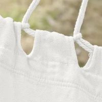 Outsunny Extra Large Boho Hammock with Macrame Tassel Fringe, Includes Carrying Bag, Indoor Outdoor Tree Hammock for Porch, Backyard, Camping, White(m-7)