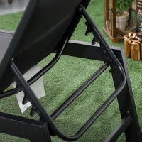 Outsunny Outdoor Chaise Lounge with Wheels, Five Position Recliner for Sunbathing, Suntanning, Steel Frame, Breathable Fabric for Beach, Yard, Patio, Black(m-9)