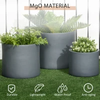 Outsunny Set of 3 Outdoor Planter Set, 13/11.5/9in, Flower Pots with Drainage Holes, Indoor Plant Pots for Porch, Entryway, Patio, Yard, Garden(m-5)