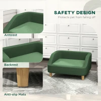 PawHut Pet Sofa Dog Bed for Small and Medium Dogs with Washable Cushion, Non-slip Pads, Dark Green(m-7)