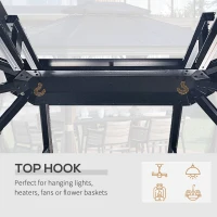 Outsunny 10' x 12' Hardtop Gazebo, Metal Roof Gazebo Canopy w/ Hook, Curtains and Netting included, Aluminum Frame, Dark Brown(m-5)