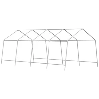 Outsunny 19.7' x 10' x 8' Outdoor Walk-in Greenhouse, Hot House with Mesh Windows, Bottom Vent, Zippered Door, PE Cover, Heavy Duty Steel Frame, White(m-9)
