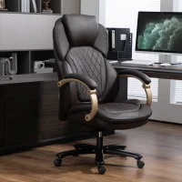 Vinsetto Big and Tall Executive Office Chair with Wide Seat, Computer Desk Chair with High Back Diamond Stitching, Adjustable Height & Swivel Wheels, Brown(m-16)