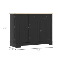 HOMCOM Modern Sideboard Cabinet, 41" Kitchen Buffet Cabinet with Drawer, Adjustable Shelf, 3 Doors for Dining Room, Black(m-3)