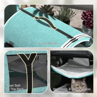 PawHut 39" Portable Soft 2 Sided Pet Cat Carrier with Divider, Two Compartment, Soft Cushions, & Storage Bag, Green(m-7)