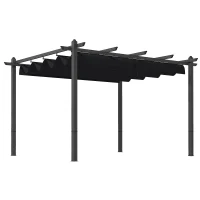 Outsunny 10' x 12' Retractable Pergola Canopy, Aluminum Pergola Sun Shade Shelter for Garden, Patio, Backyard, Deck, Gray(m-11)