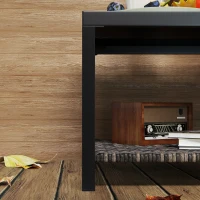 Outsunny 23.6" Rattan End Table, Outdoor Coffee Table with Tempered Glass Top, Storage Shelf for Patio, Garden, Balcony, Black(m-10)