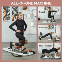 Soozier Foldable Sissy Squat Machine, Hip Thrust Machine with Push Up Stand, Multipurpose Glute Workout Equipment, White(m-4)