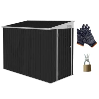 Outsunny 4' x 8' Lean to Garden Storage Shed, Outdoor Metal Tool House with Lockable Door Vents for Backyard Patio Lawn, Gray(m-11)