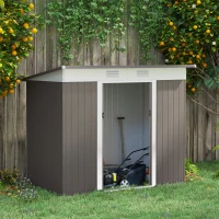 Outsunny 8' x 4' Metal Garden Shed, Backyard Tool Storage Shed with Dual Locking Doors, 2 Air Vents and Steel Frame, Silver(m-13)