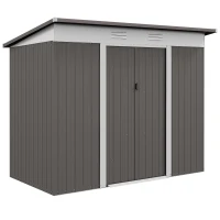 Outsunny 8' x 4' Metal Garden Shed, Backyard Tool Storage Shed with Dual Locking Doors, 2 Air Vents and Steel Frame, Silver(m-12)
