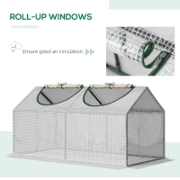 Outsunny 47" x 24" x 24" Portable Mini Tunnel Greenhouse Garden Planting Outdoor Flower Warm House Box with 2 Windows Steel Frame PE Cover, White(m-5)