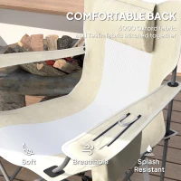 Outsunny Folding Rocking Camping Chairs, Portable Chairs with Headrest, Cooler Bag, Cup Holder, Carry Bag, 2 Pack, Cream(m-5)