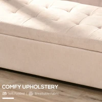 HOMCOM 50" Storage Ottoman Bench, Upholstered Ottoman Foot Rest with Linen Fabric and Soft Close Lid for Entryway, White(m-6)