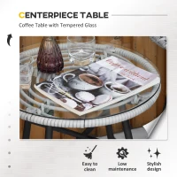 Outsunny 3 Piece Patio Set, Outdoor Bistro Furniture, PE Rattan Wicker Table and Chairs, Cushioned, Gray(m-6)
