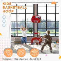 Qaba Adjustable Height 4.4-5 ft Kids Basketball Hoop, 5 in 1 Design, for Indoor Use, Red(m-4)