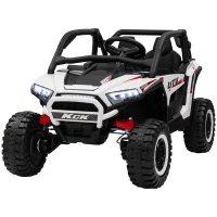 Qaba 2 Seater 24V 7AH Ride on Truck, Electric Car for Kids w/ Spring Suspension, Remote Lights, Horn, Music, White(m-2)