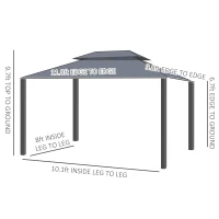Outsunny 10' x 12' Hardtop Gazebo, Metal Roof Gazebo Canopy w/ Hook, Curtains and Netting included, Aluminum Frame, Dark Brown(m-3)