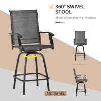 Outsunny 3 Piece Outdoor Patio Bar-Height Bar Set with Comfort Sling Fabric, Steel Frame, & Weather-Fighting, Grey(m-4)