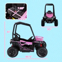 Aosom 12V Kids UTV with Music, Lights, MP3/USB, Suspension System & Remote Control, Pink(m-3)