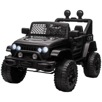 Aosom 12V Battery Powered Kids Ride On Car Off Road Truck Toy w/ Parent Remote, Black(m-14)
