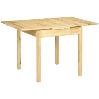 HOMCOM Folding Dining Table with Pine Wood Frame, Drop Leaf Tables for Small Spaces, Foldable Kitchen Table for Dining Room, Natural(m-1)