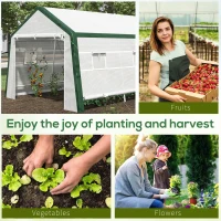 Outsunny 19.7' x 10' x 8' Outdoor Walk-in Greenhouse, Hot House with Mesh Windows, Bottom Vent, Zippered Door, PE Cover, Heavy Duty Steel Frame, White(m-7)