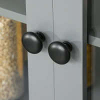 HOMCOM Kitchen Hutch, 70" Pantry Cabinet with Glass Framed Door,  Storage Cabinet with Adjustable Shelves and Microwave Space for Dining Room, Gray(m-9)