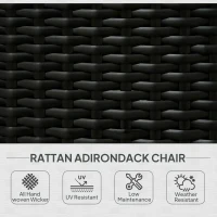 Outsunny Patio Wicker Adirondack Chair, Outdoor Rattan Fire Pit Chairs w/ Soft Cushions, Tall Backrest, Tilted Seat, Cream White(m-6)