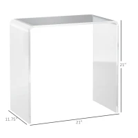 HOMCOM Modern Acrylic End Table, Waterfall Side Table with Rounded Edges and Storage for Small Spaces, 21" x 12" x 21", Clear(m-3)