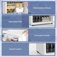 HOMCOM 4.5 Cu Ft Mini Fridge with Freezer, Wheels, Single Door Refrigerator, Adjustable Thermostat, Reversible Door, White(m-4)