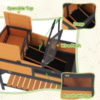 PawHut Tortoise Enclosure Tortoise House w/ Adjustable Lamp Holder, Storage Shelf, Removable Main House, Openable Lid, Yellow(m-8)