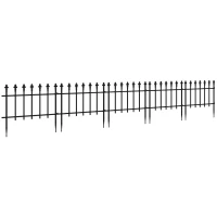 Outsunny Metal Decorative Garden Fence, 9.2' x 17.25" 5 Steel Panels, Decorative Border for Landscape, Flower Bed, Animals, Black(m-1)