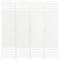 HOMCOM 4 Panel Folding Room Divider Portable Privacy Screen Wave Fiber Room Partition for Home Office White