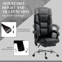 Vinsetto 6 Point Vibration Massage Office Chair with Heat, PU Leather Computer Chair with Adjustable Height Reclining Back, Black(m-5)