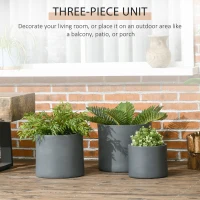 Outsunny Set of 3 Outdoor Planter Set, 13/11.5/9in, Flower Pots with Drainage Holes, Indoor Plant Pots for Porch, Entryway, Patio, Yard, Garden(m-4)