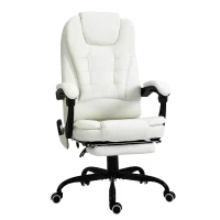 Vinsetto 7-Point Vibrating Massage Office Chair High Back Executive Recliner with Lumbar Support, Footrest, Reclining Back, Adjustable Height, White(m-15)